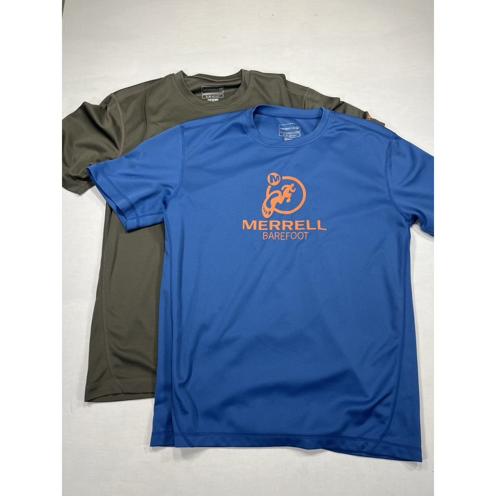 Lot of 2 Merrell Opti-Wick Men's T-Shirts Size M Blue & Olive Green Athletic